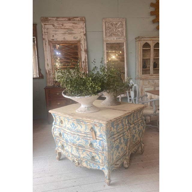 Beautiful Pair of French Bedside Commodes With Blue and White Patina For Sale - Image 9 of 9