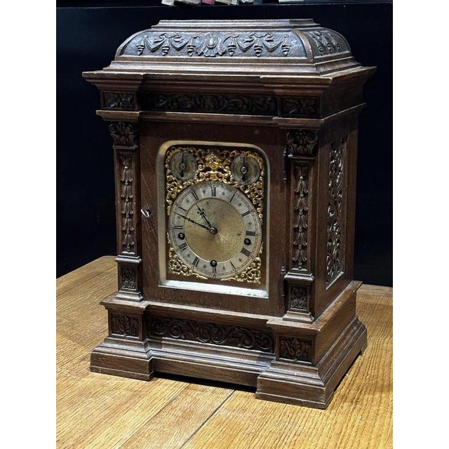 Large Victorian Oak Westminster Chime Clock from Winterthalder & Hoffmier For Sale - Image 12 of 18