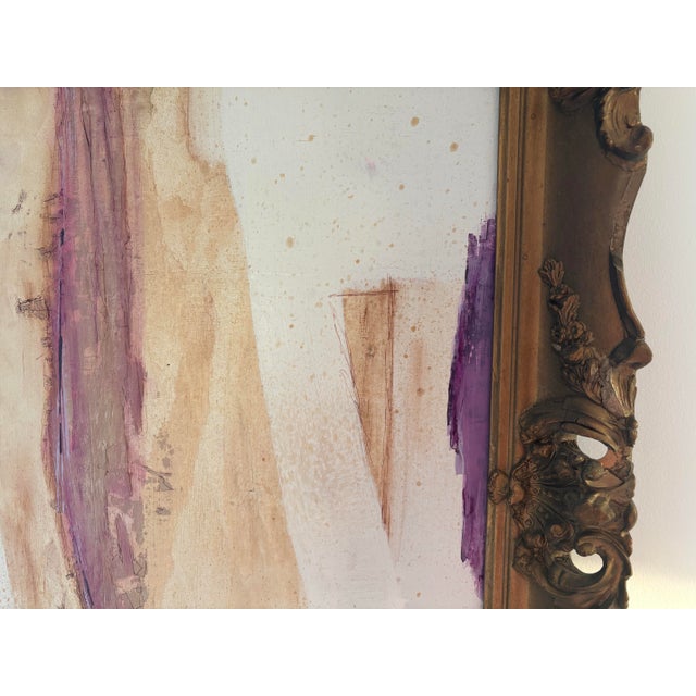 "Lavender Latte" Abstract Painting in Antique Frame, Transitional Original Art by JTS For Sale - Image 9 of 11