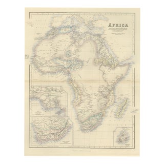 Antique Map of Africa with Cape Colony and Mauritius Insets, 1860 For Sale