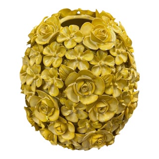 Vintage Italian Ceramic Capodimonte-Style Floral Vase For Sale