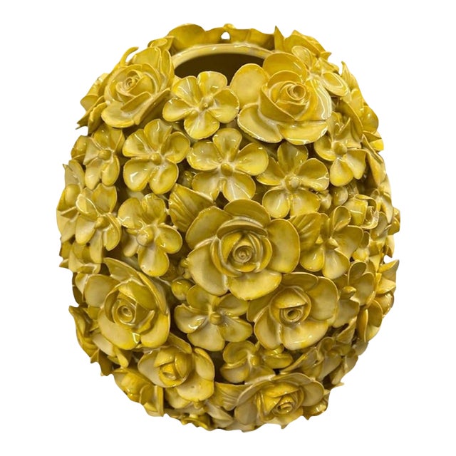 Vintage Italian Ceramic Capodimonte-Style Floral Vase For Sale