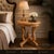 Brown Solid Wood Carved Round Side Table, Handcrafted Vintage Accent Lamp Table For Sale - Image 8 of 10