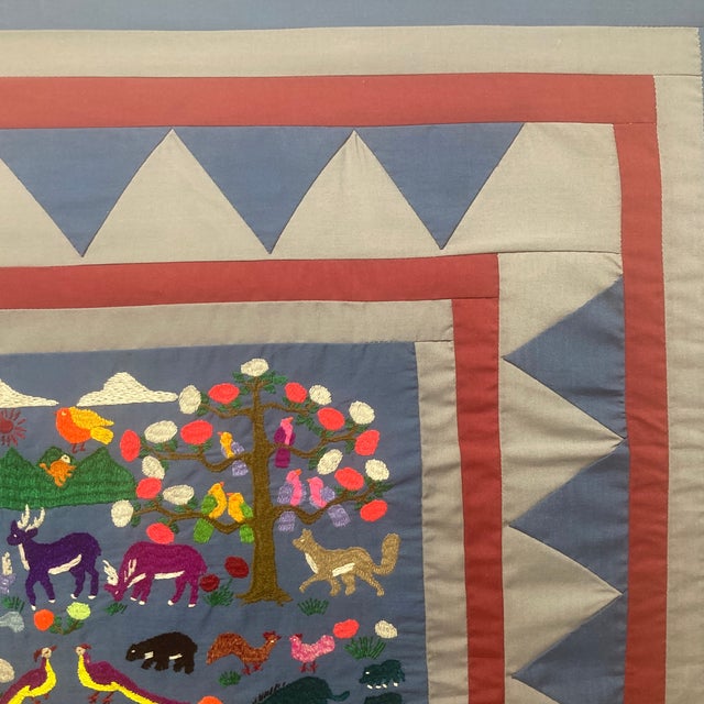 Vintage 1980s Framed Hmong Paj Ntaub Wildlife Story Cloth – Hand-Embroidered Textile Art For Sale - Image 9 of 12