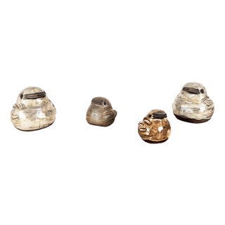 Mid-Century German Studio Pottery Sparrow Figurines by Bärbel Bach for Lübecker Spatzen, Set of 4 For Sale