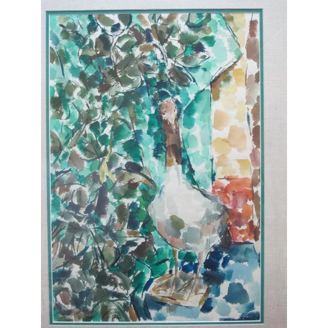 David McCosh untitled watercolor bird painting on paper. Signed at lower right. Frame measures 29.75" x 22.5" x 1.5". As...