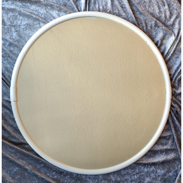 Vintage Round Wall Mirror in White Lacquered Metal by Keuko, 1980s, in Very Good conditions. Designed 1980 to 1989 This...