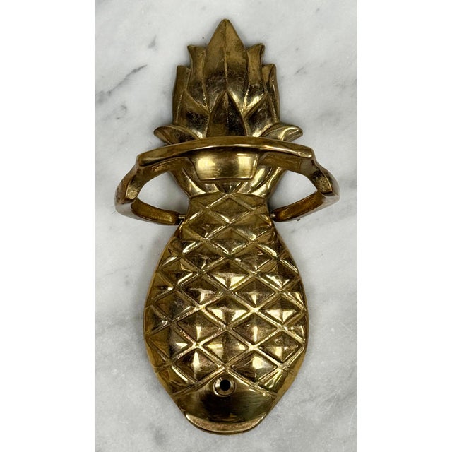 Vintage Brass Pineapple Motif Door Knocker For Sale - Image 4 of 5