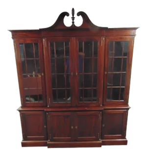 Feldenkreis Solid Mahogany Chippendale Bookcase Breakfront