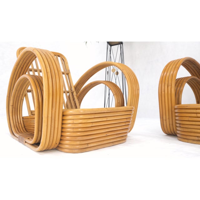 New Upholstery Paul Frankl Rattan Living Room Tank Chair Set MINT! For Sale - Image 6 of 17