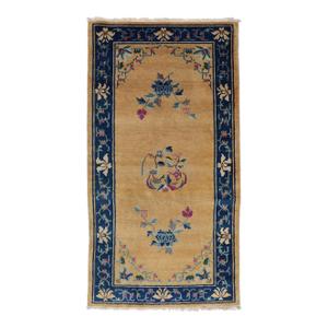 3'x7' Vintage Chinese Art Deco Rug | Camel Antique Deco Rug