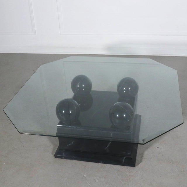 Modern Modern Faux Black Marble Sphere Coffee Table For Sale - Image 3 of 9