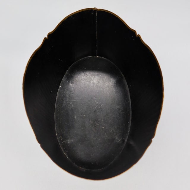 Black Vintage Hand-Painted Tole Cachepot For Sale - Image 8 of 10