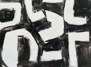 "Splish Splash" Contemporary Abstract Black and White Painting by Sarah Trundle