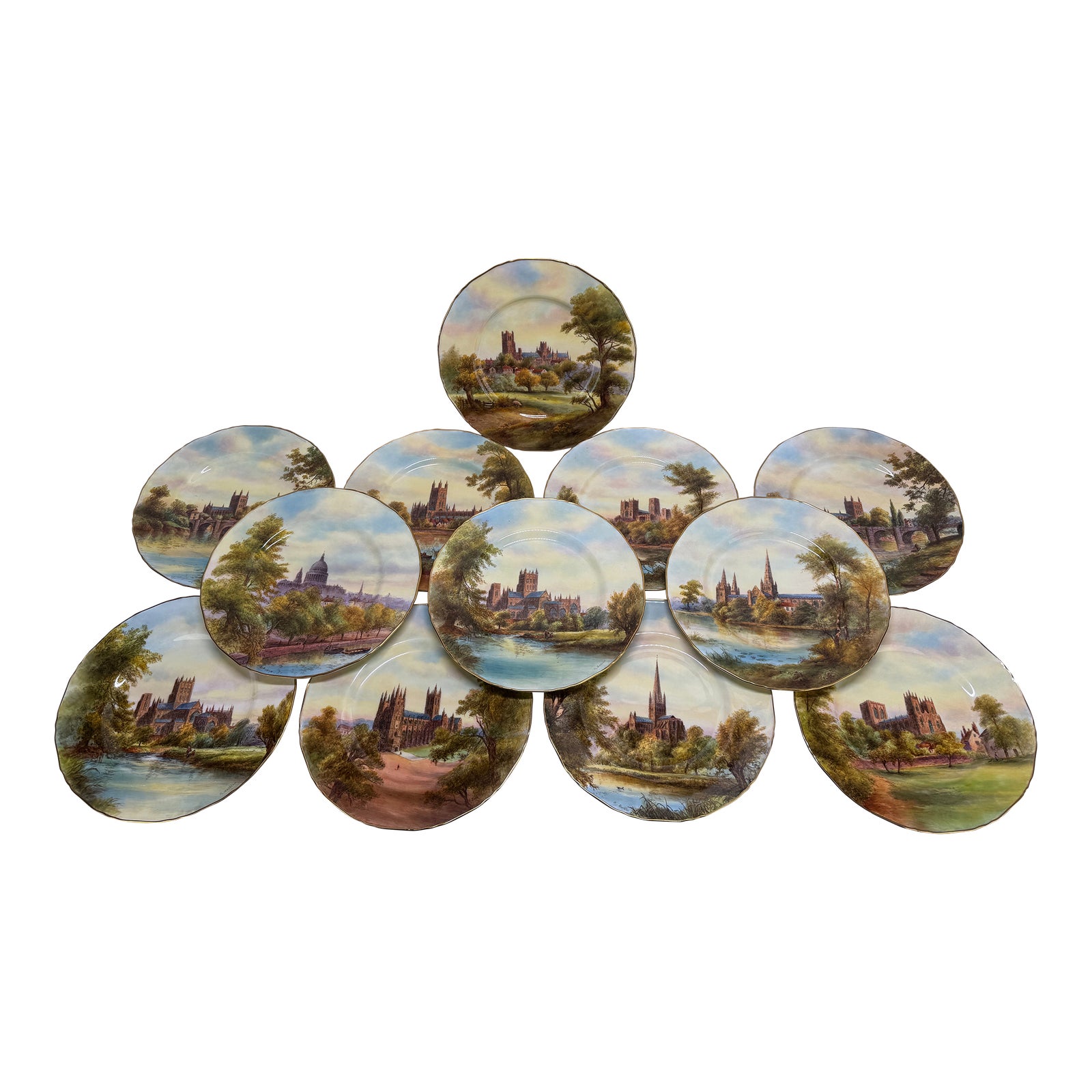 12 Royal Worcester Hand-Painted Porcelain 