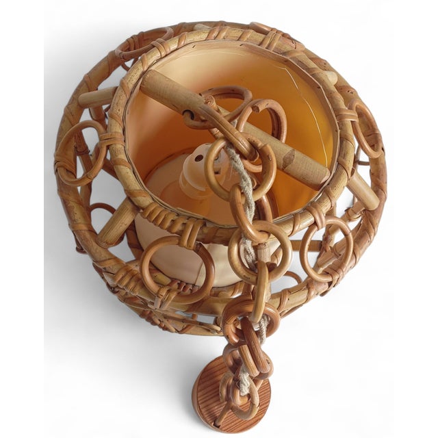 Mid-Century Modern French Riviera Bamboo and Rattan Pendant Lamp, 1960s For Sale - Image 15 of 18