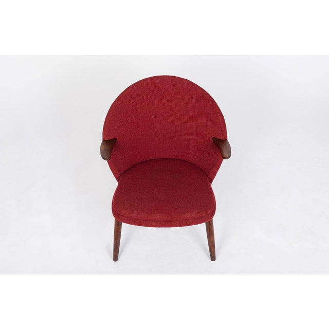 1960s Danish Mid Century Modern Red Upholstery Lounge Chairs by Kurt Olsen, 1960s For Sale - Image 5 of 9