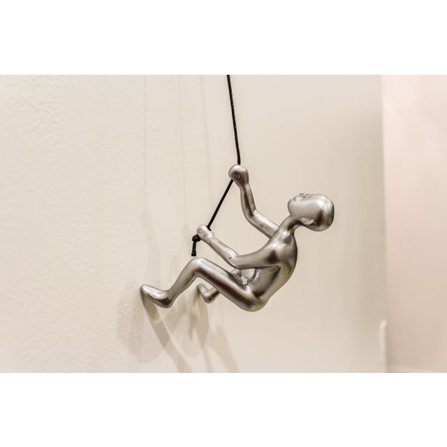 2020s Silver Position 5 Climbing Man Wall Art For Sale - Image 5 of 5