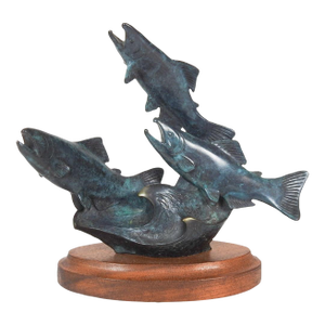 1989 Jacques and Mary Regat Bronze Salmon Sculpture