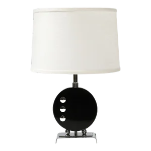 Art Deco Table Lamp in Black Lacquer W/Chrome Detailing After Donald Deskey