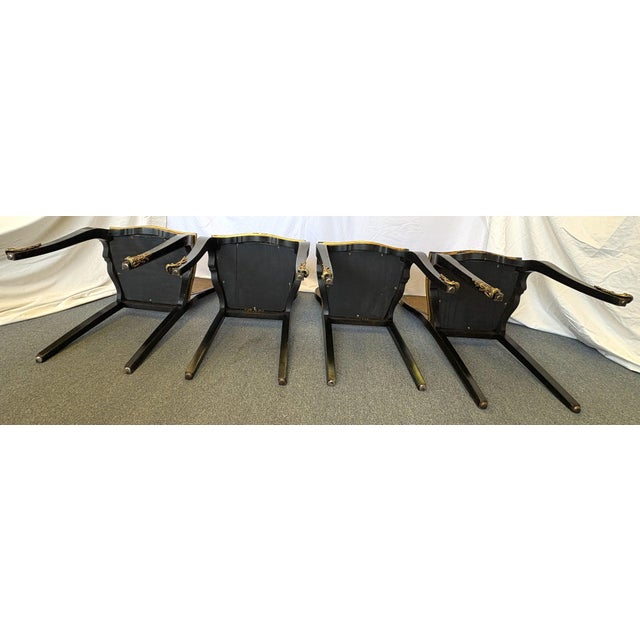 Antique English Chinoiserie Lacquer Chairs With Cane Backs and Brass Sabots- Set of 4 For Sale - Image 15 of 18