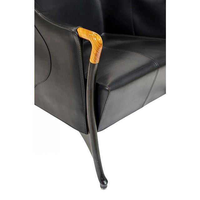 1980s Mid-Century Leather Armchairs by Giorgetti, Set of 2 For Sale - Image 5 of 13