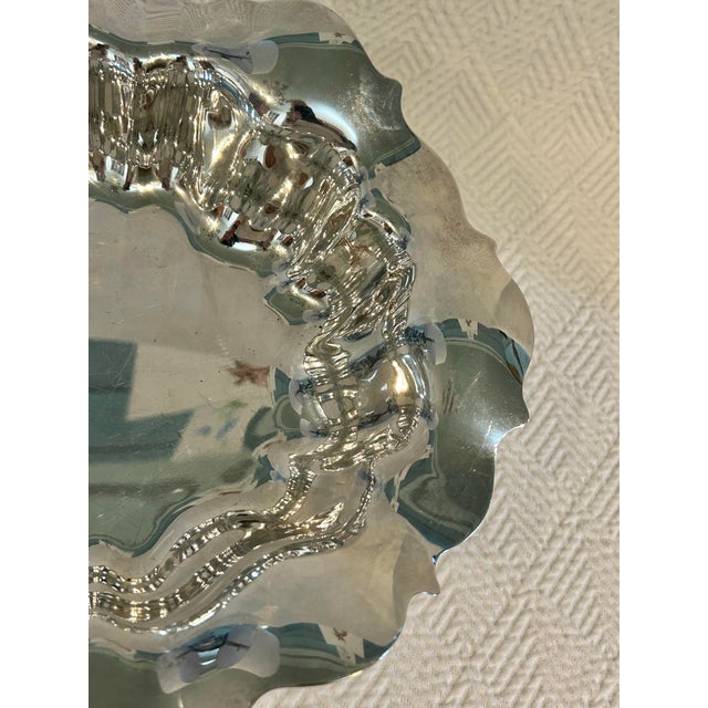 Mid 20th Century Vintage 10” Footed Silver Plate Art Nouveau Bonbon Bowl For Sale - Image 5 of 7