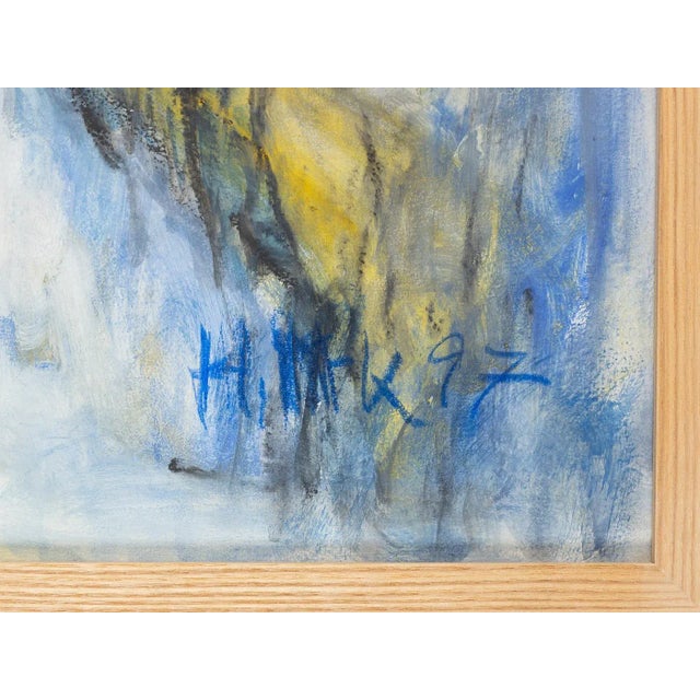 1990s In the Mountains, Mixed Media on Cardboard, Framed For Sale - Image 5 of 8