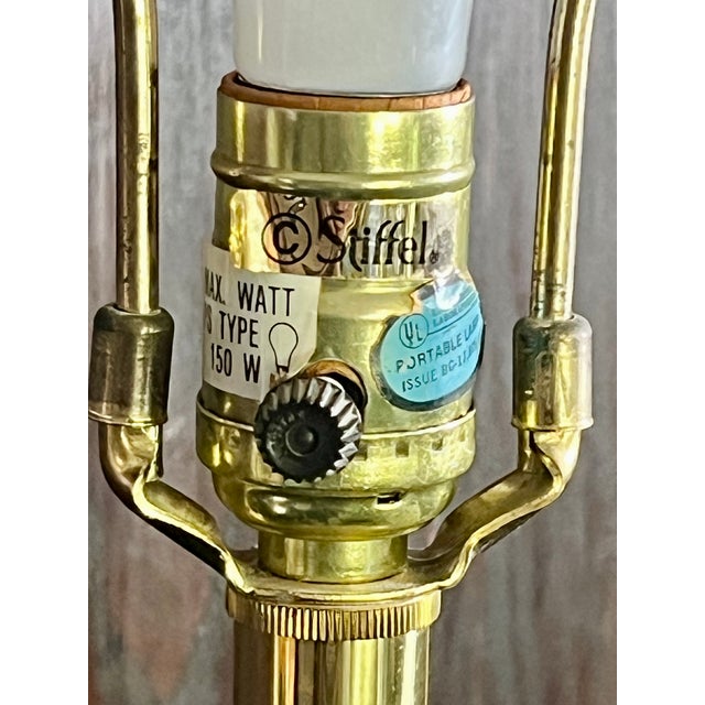 Vintage Traditional Stiffel Brass Lamp With Custom Shade For Sale - Image 12 of 14