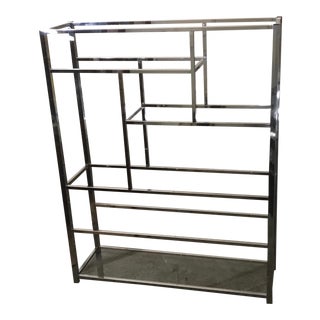 Vintage Milo Baughman Style Chrome and Glass Etagere For Sale