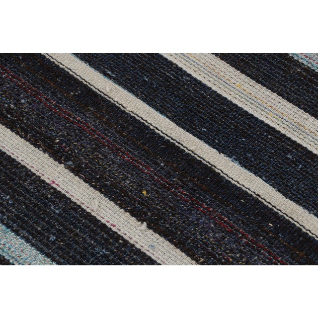 Rug & Kilim Vintage Geometric Beige Brown and Blue Wool Kilim Rug For Sale - Image 4 of 8