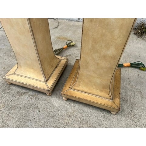 Pair of 1990s Lexington Furniture Cream Leather Floor Lamps With Matching Leather Shades For Sale - Image 9 of 17