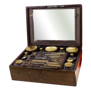 Suitcase with Gold Sewing Set For Sale