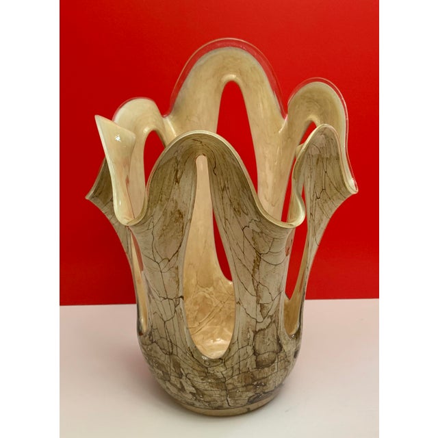 Modern Krosno Jozefina Beige Stretched Loop Art Glass Vase 14 In Chairish