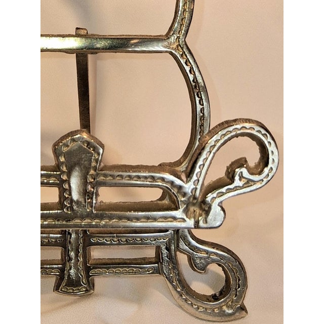 This brilliant, solid brass, tabletop easel was handcrafted circa 1950. It's style inspired by Chinoiserie found in the...