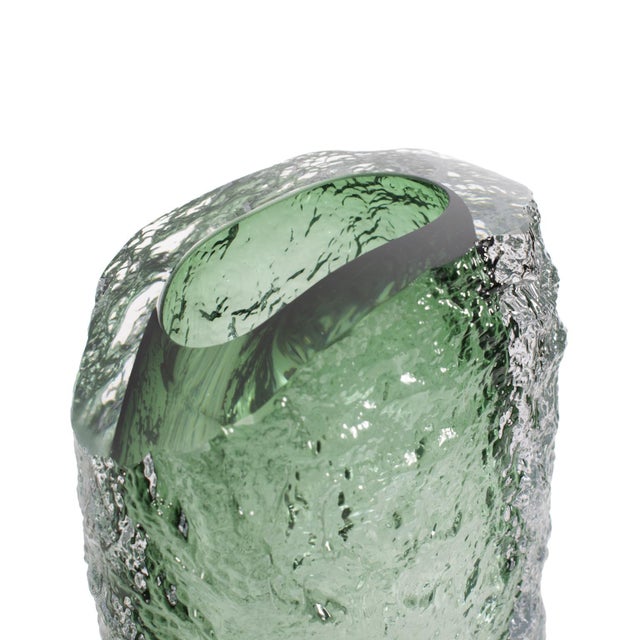 Emerald Crystalized Glass Vase- Large For Sale - Image 9 of 11