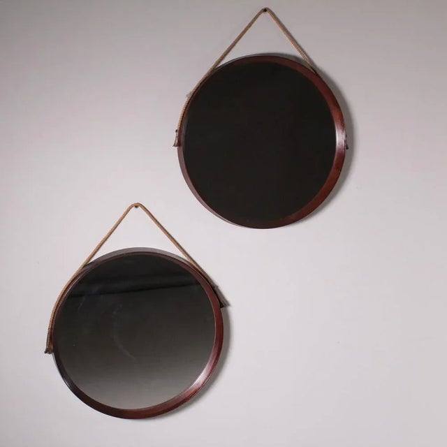 Wooden Circular Mirrors, Set of 2 For Sale - Image 11 of 13
