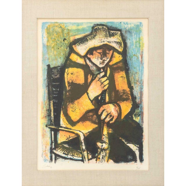 Serge Shart (Lebanese, 1927-2011), Portrait of a Seated Man, Lithograph in Colors, 1965, signed in pencil and dated lower...