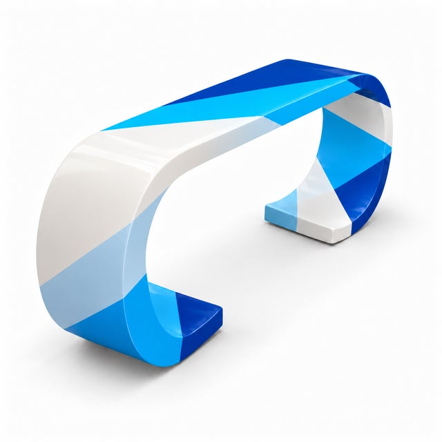 2000 - 2009 Postmodern Console With Custom Blue and White Finish For Sale - Image 5 of 6