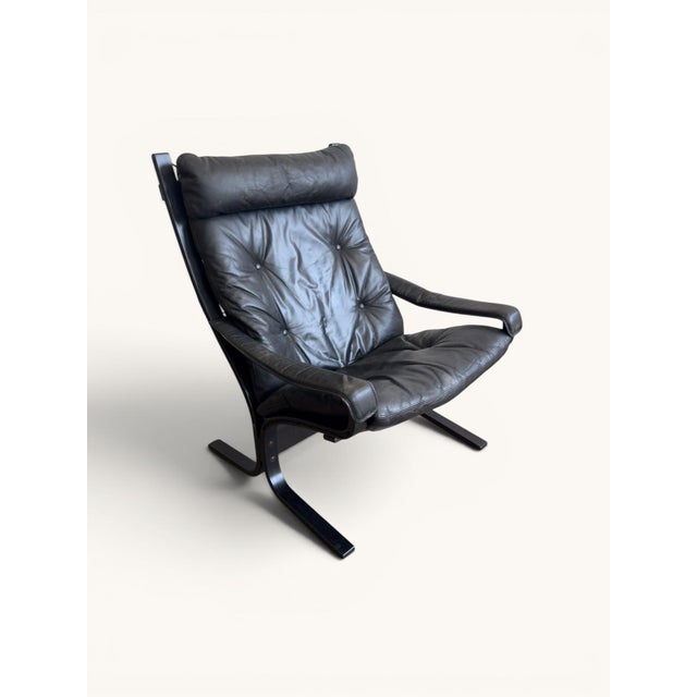 Mid-Century Modern Vintage Siesta Lounge Chair in Black Leather by Ingmar Relling for Westnofa, 1963 For Sale - Image 3 of 6