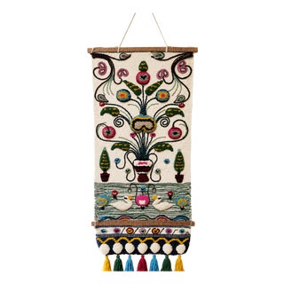 Large Mid-Century Scandinavian Studio Textile Wall Hanging Tufted Wool Tapestry, 1970s For Sale