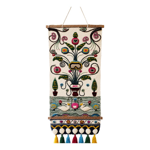 Large Mid-Century Scandinavian Studio Textile Wall Hanging Tufted Wool Tapestry, 1970s For Sale