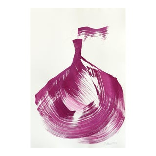 The Deep Magenta Dress 8 - Original Ink Painting on French Linen Paper by Bettina Mauel For Sale