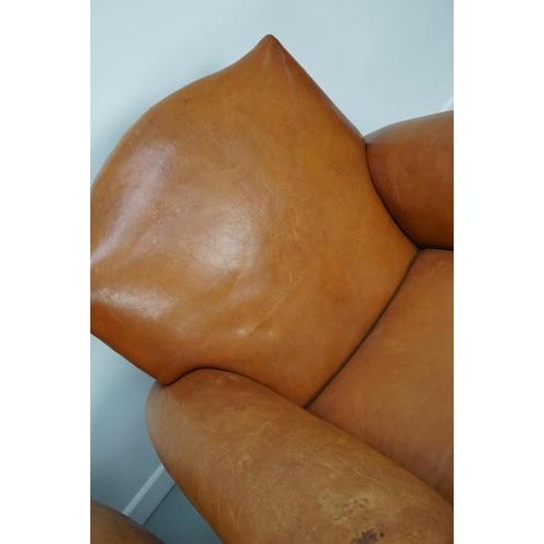 French Cognac Moustache Back Leather Club Chairs, 1950s, Set of 2 For Sale - Image 6 of 18
