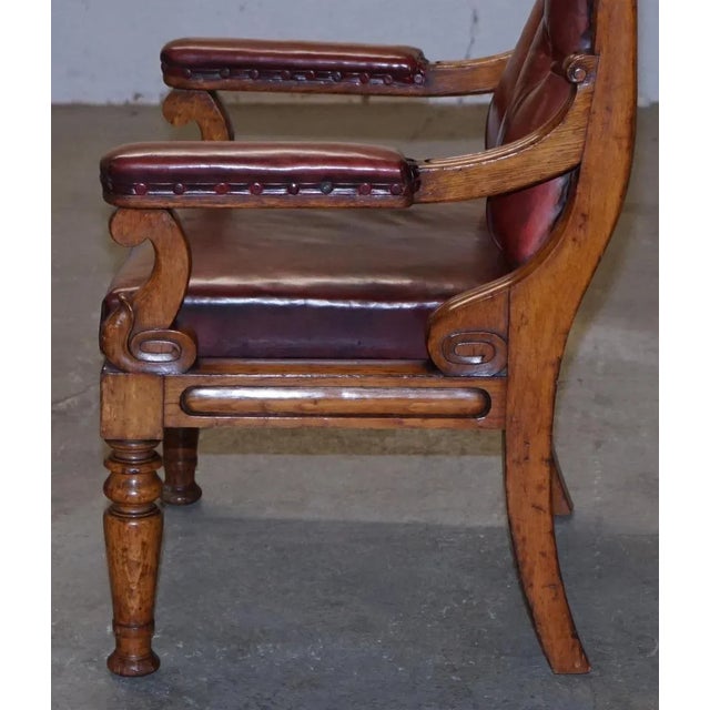 English Estate Oxblood Leather Throne Armchair, 1840s For Sale - Image 18 of 18
