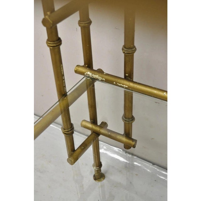 Metal Mid 20th Century Hollywood Regency Faux Bamboo Chinese Chippendale Pagoda Gold Etagere Bookcase For Sale - Image 7 of 12