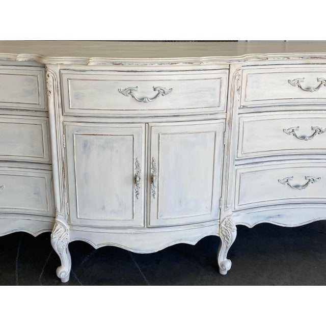 French Provincial French Louis XV Style Provincial Sideboard, French Painted Buffet or Enfilade For Sale - Image 3 of 11