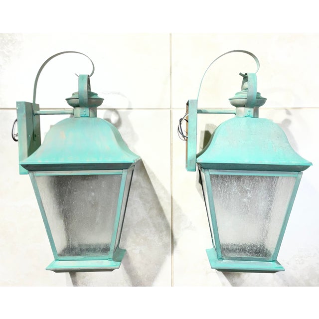 Pair of Vintage Solid Brass Wall Lanterns - Timeless Elegance for Your Home For Sale - Image 9 of 18