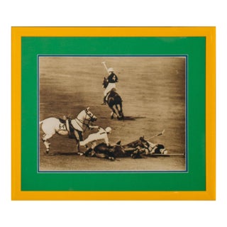 Polo Mishap on the Field B&w Framed C1940s Photo by Freudy For Sale