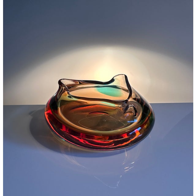 This high quality piece of sculptural Bohemian glass art was handcrafted in the former Czechoslovakia during the 1960s....